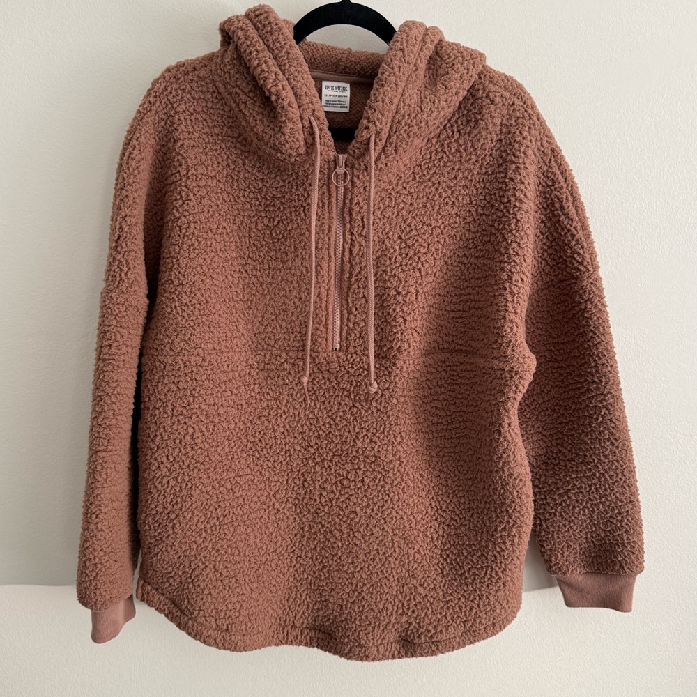 Victoria's Secret PINK Cozy Brown Sherpa Hoodie Woman's Size Medium